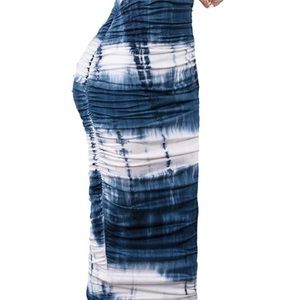 Ruched High Waist Pencil Midi Mid-Calf Skirt